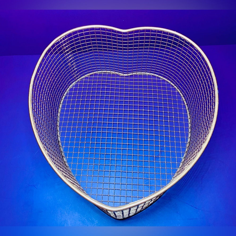 Metal Gold Wire Decorative Tone Heart Shaped Trinket‎ Box Basket